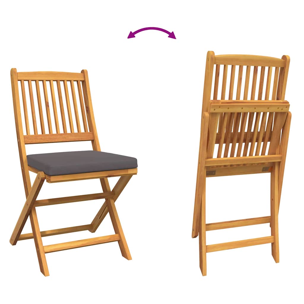 Folding Chair 2 pcs Grey 49 x 57.5 x 92cm Solid Acacia wood