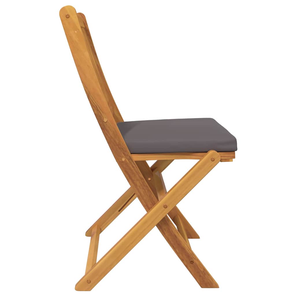 Folding Chair 2 pcs Grey 49 x 57.5 x 92cm Solid Acacia wood