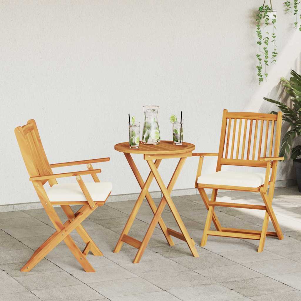Folding Chair 2 pcs White 49 x 57.5 x 92cm Solid Acacia wood