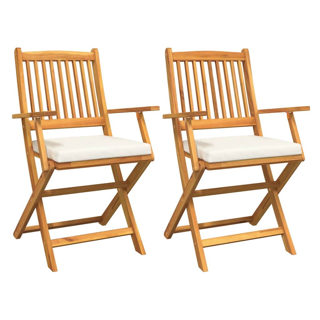 Folding Chair 2 pcs White 49 x 57.5 x 92cm Solid Acacia wood