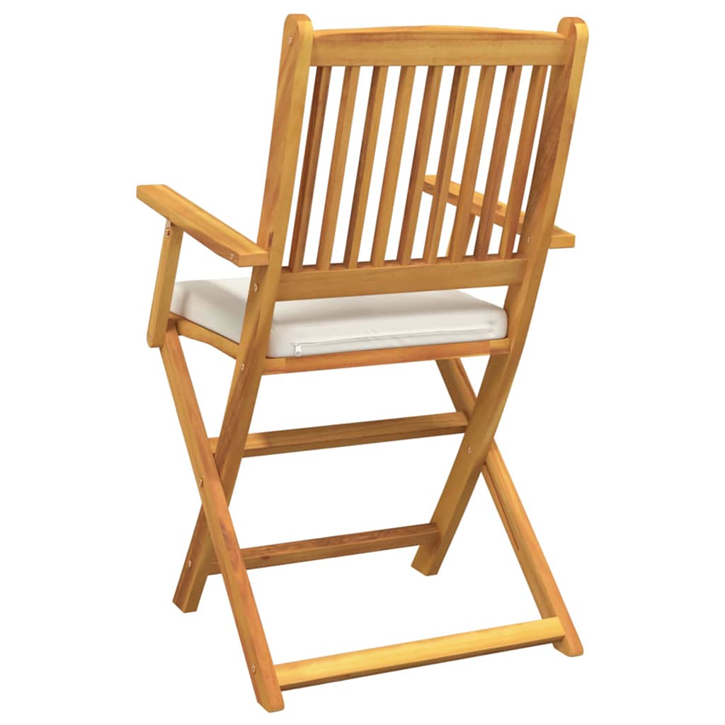 Folding Chair 2 pcs White 49 x 57.5 x 92cm Solid Acacia wood