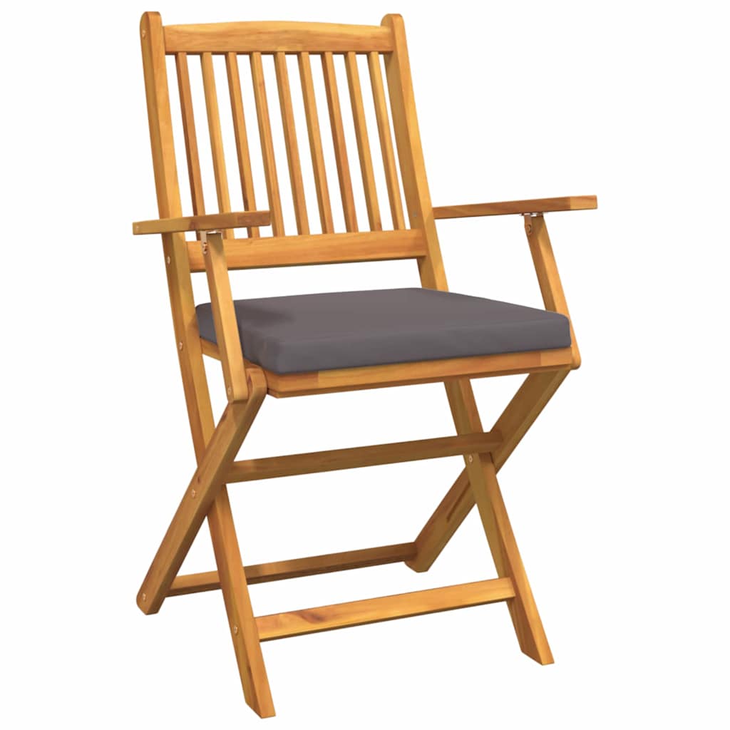Folding Chair 2 pcs Grey 49 x 57.5 x 92cm Solid Acacia wood
