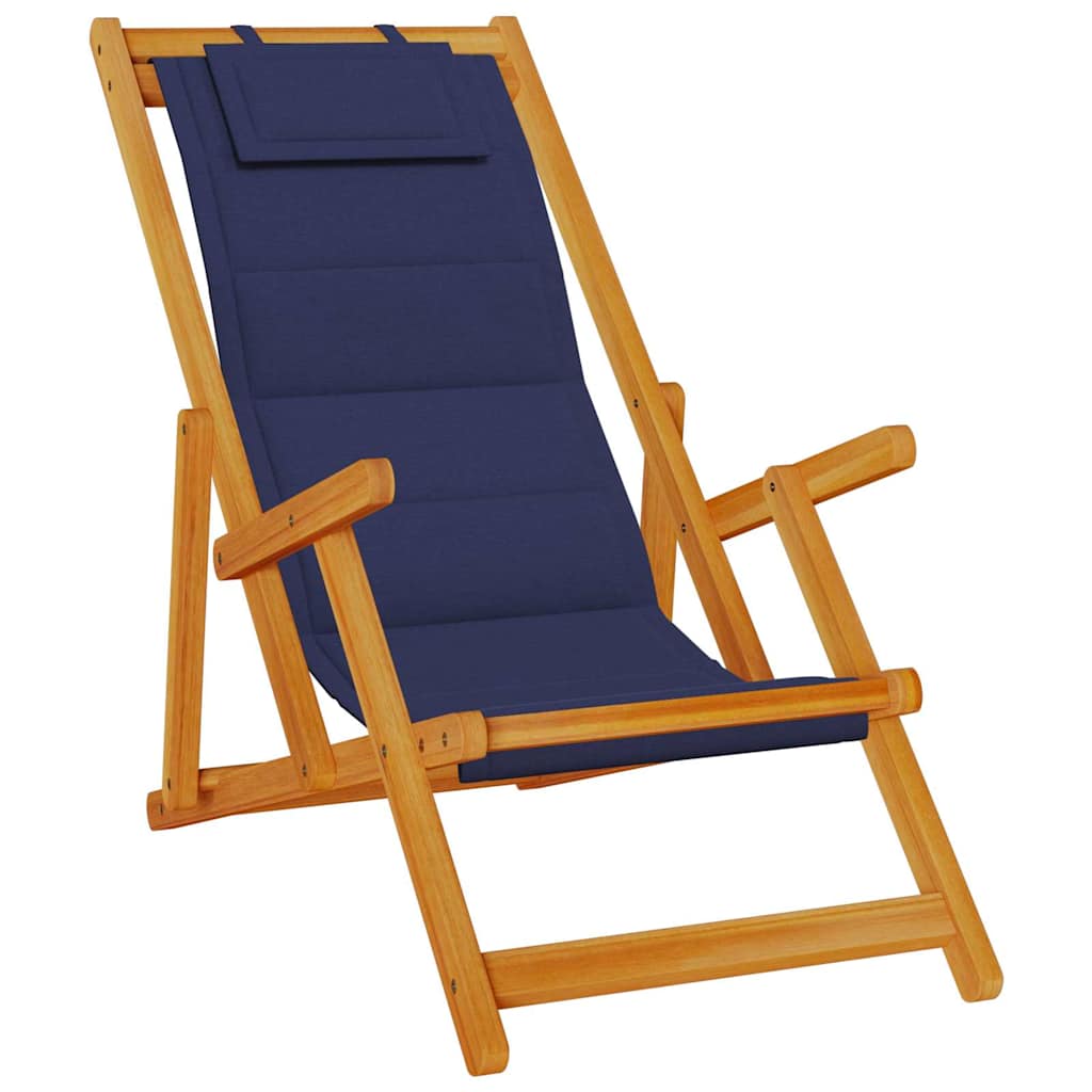 Beach Chair with Cushion 2 pcs Brown x x Solid Acacia wood