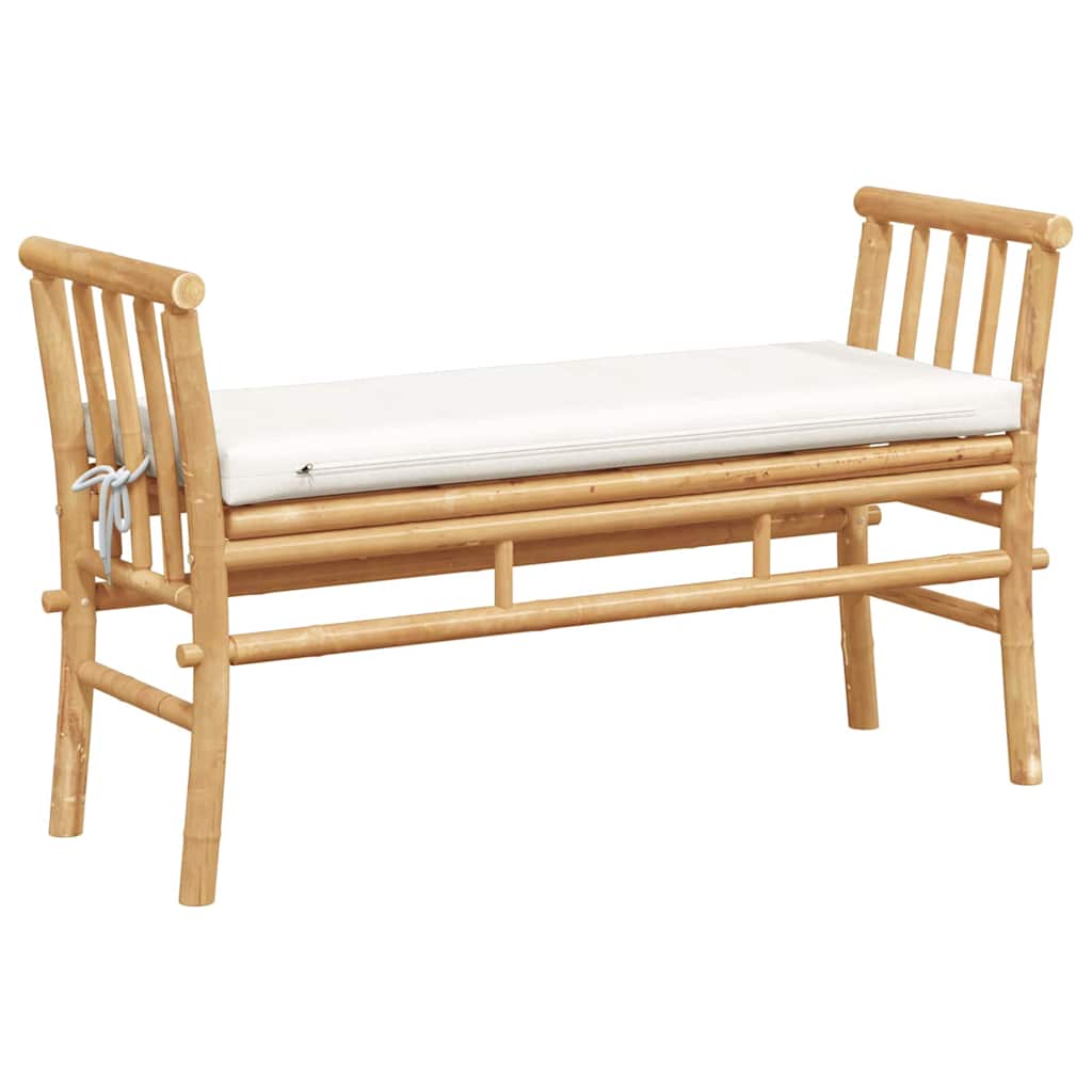 Garden Bench with Cushion Brown 110 x 38 x 65cm Bamboo