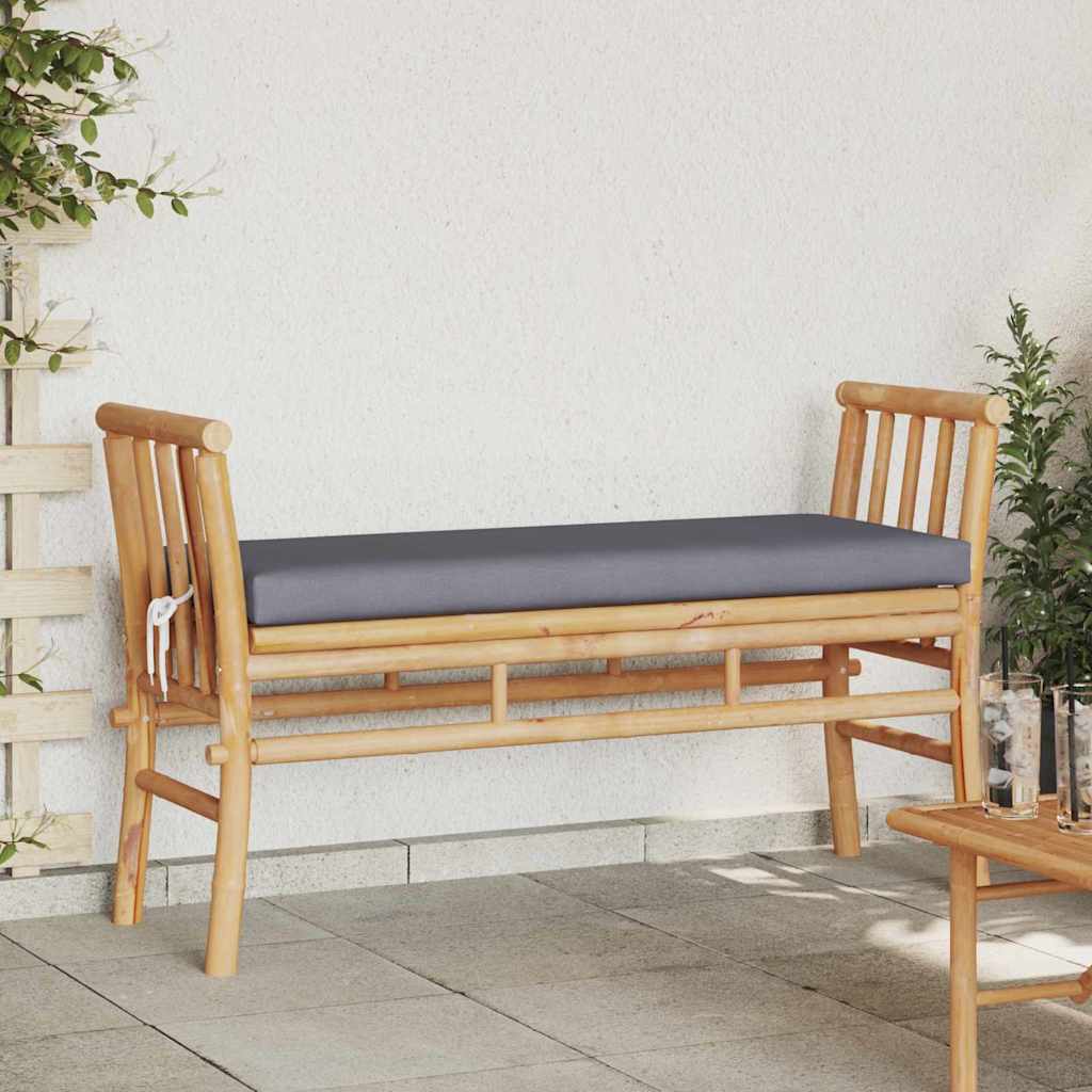 Garden Bench with Cushion Brown 110 x 38 x 65cm Bamboo