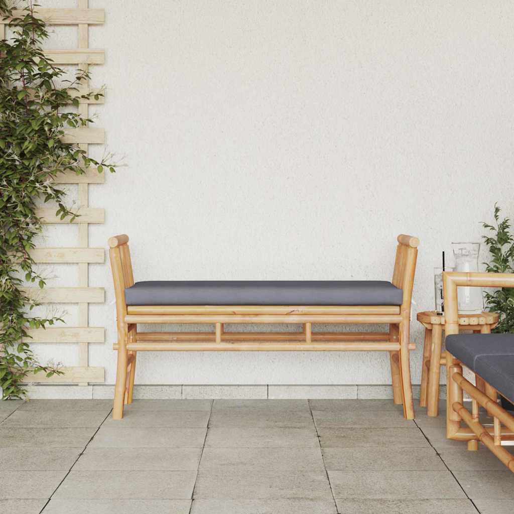 Garden Bench with Cushion Brown 110 x 38 x 65cm Bamboo
