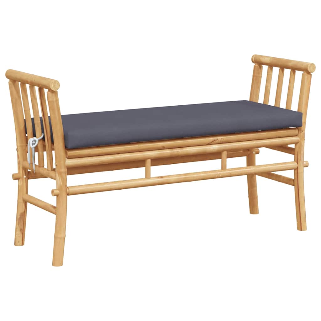 Garden Bench with Cushion Brown 110 x 38 x 65cm Bamboo