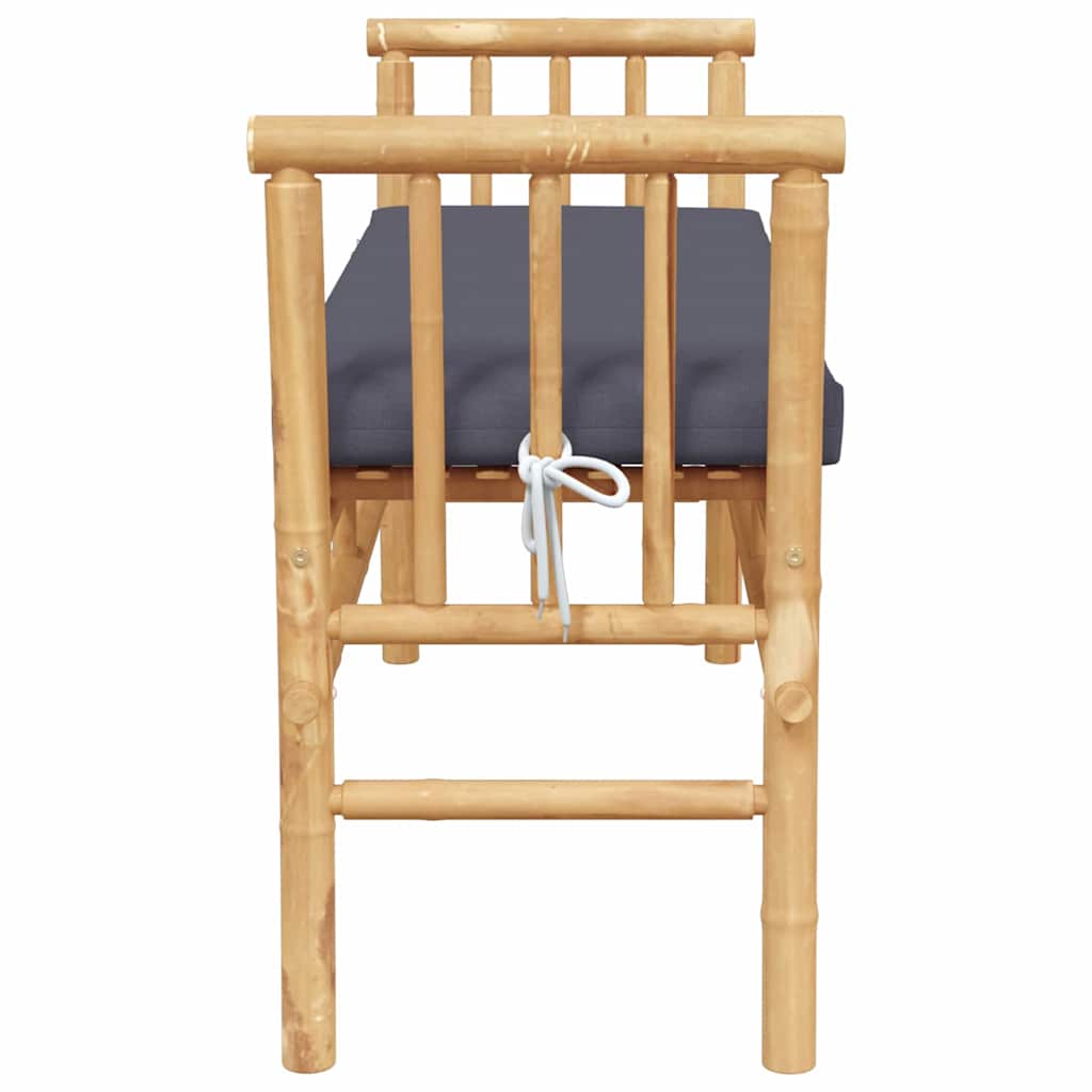 Garden Bench with Cushion Brown 110 x 38 x 65cm Bamboo