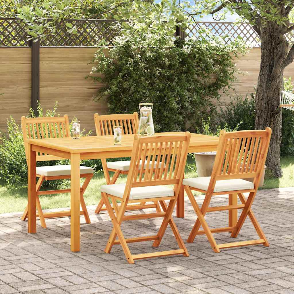 Folding Chair 4 pcs White 49 x 57.5 x 92cm Solid Acacia wood