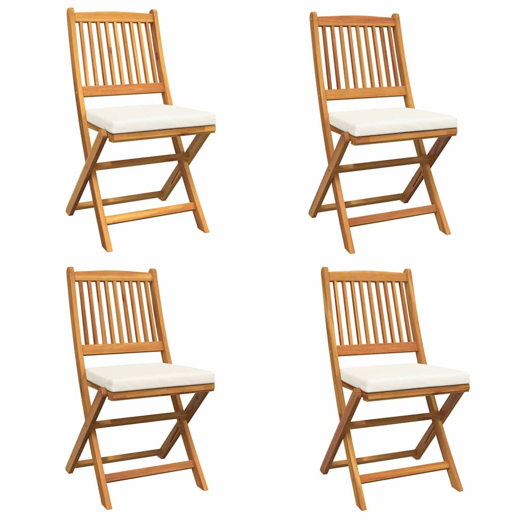 Folding Chair 4 pcs White 49 x 57.5 x 92cm Solid Acacia wood