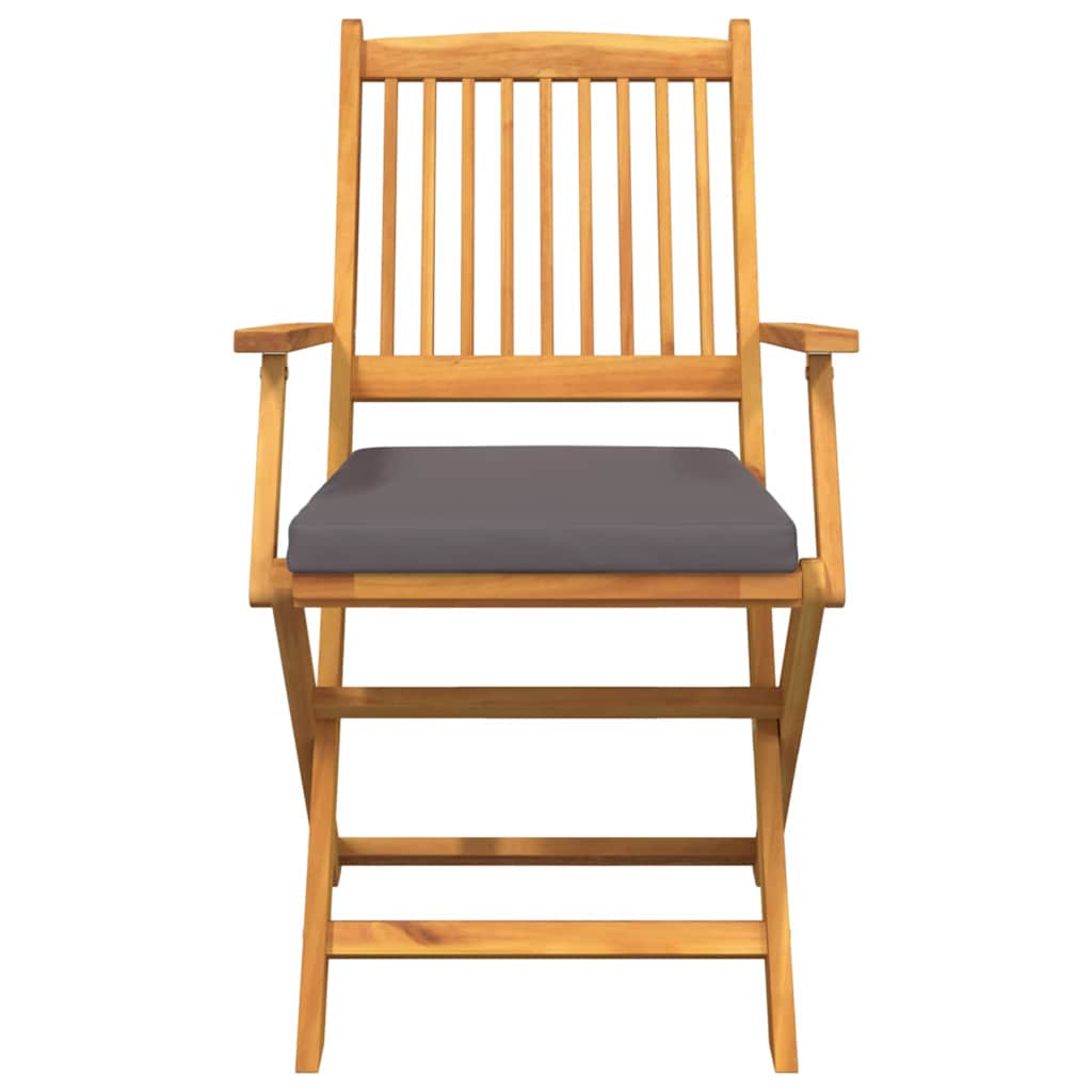 Folding Chair 4 pcs Grey 49 x 57.5 x 92cm Solid Acacia wood