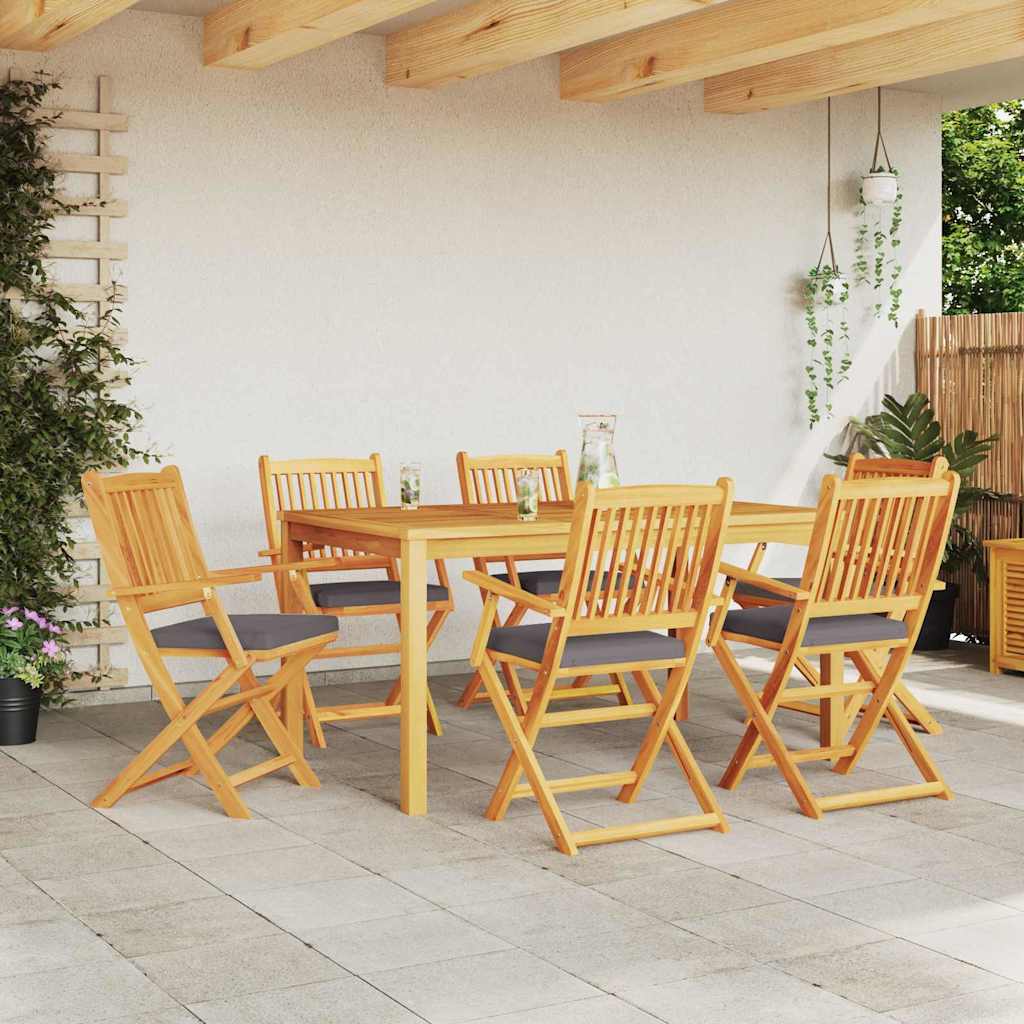 Folding Chair 6 pcs Grey 49 x 57.5 x 92cm Solid Acacia wood