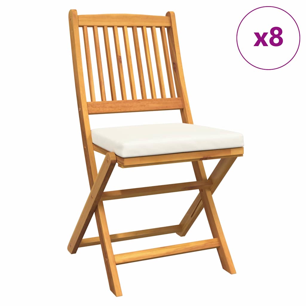 Folding Chair 8 pcs White 49 x 57.5 x 92cm Solid Acacia wood