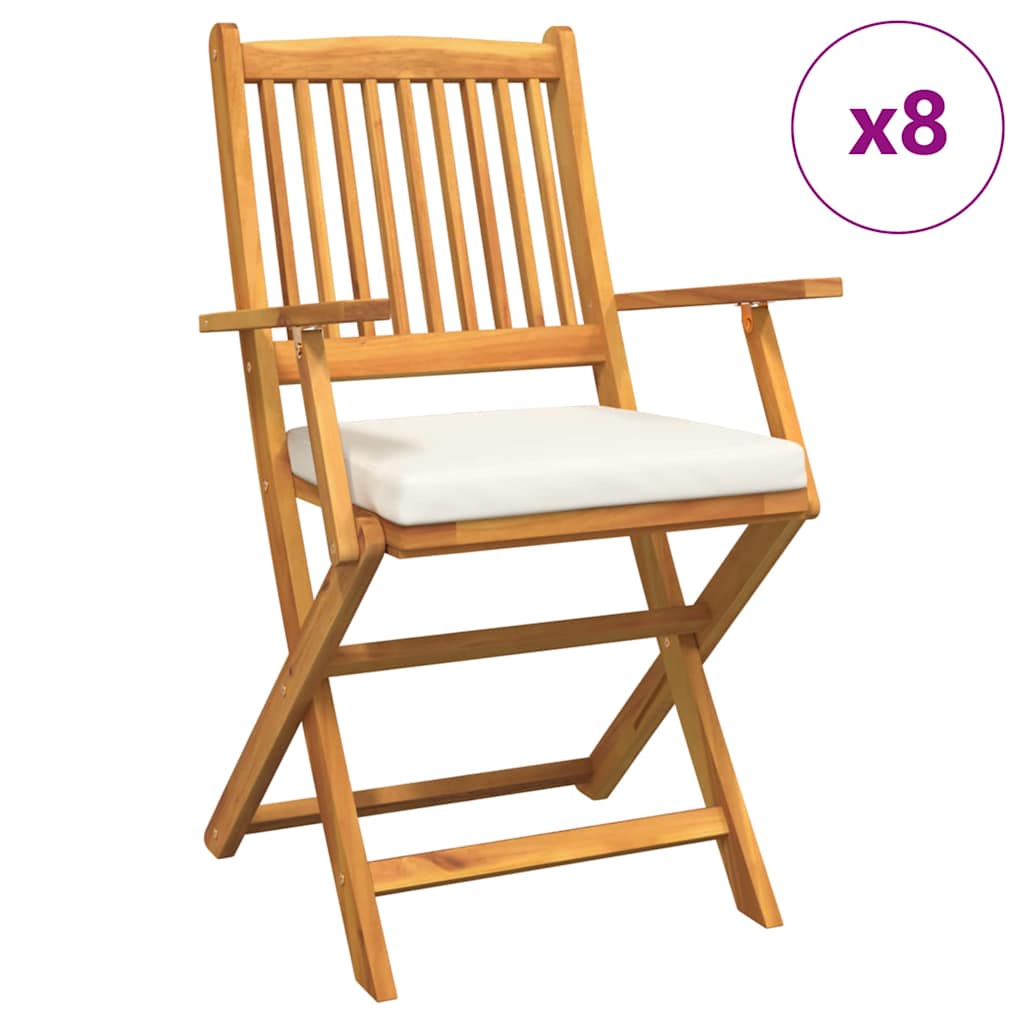 Folding Chair 8 pcs White 49 x 57.5 x 92cm Solid Acacia wood