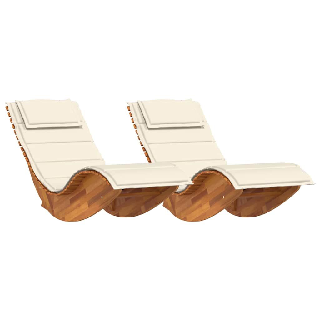 Sun Lounger 2 pcs Brown 60 x 154 x 74cm Solid Acacia wood
