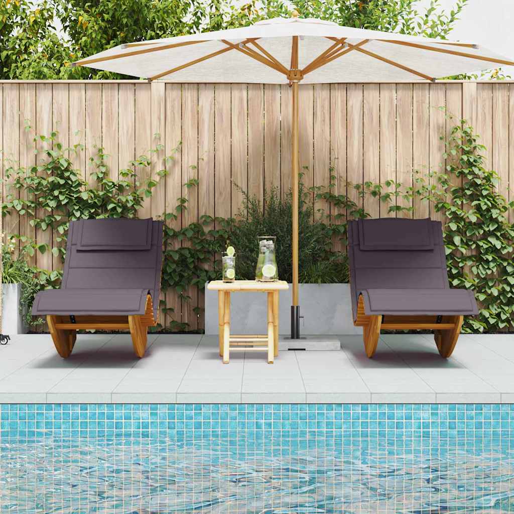 Sun Lounger 2 pcs Brown 60 x 154 x 74cm Solid Acacia wood