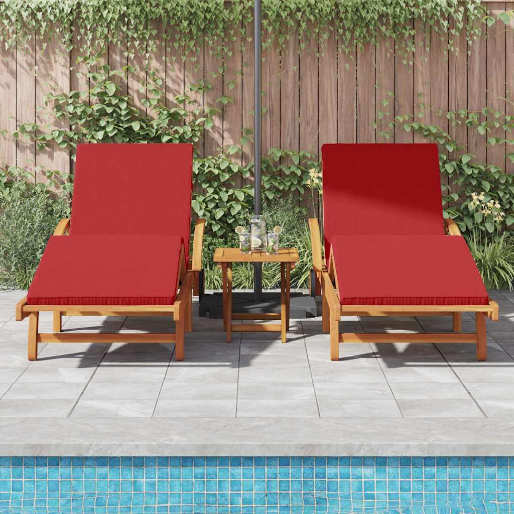 Sun Lounger 2 pcs Red 200 x 67 x 84cm Solid Acacia wood
