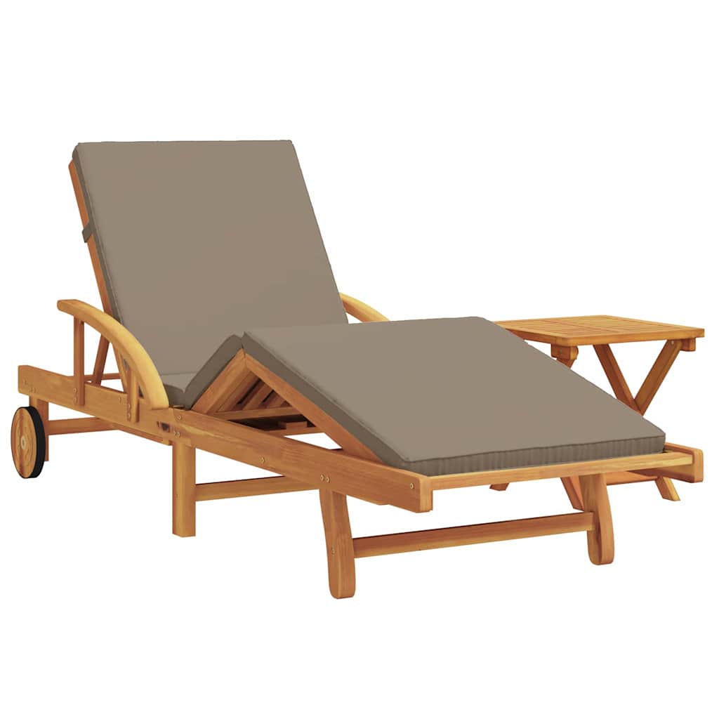Sun Lounger 2 pcs Taupe 40 x 40 x 40cm Solid Acacia wood