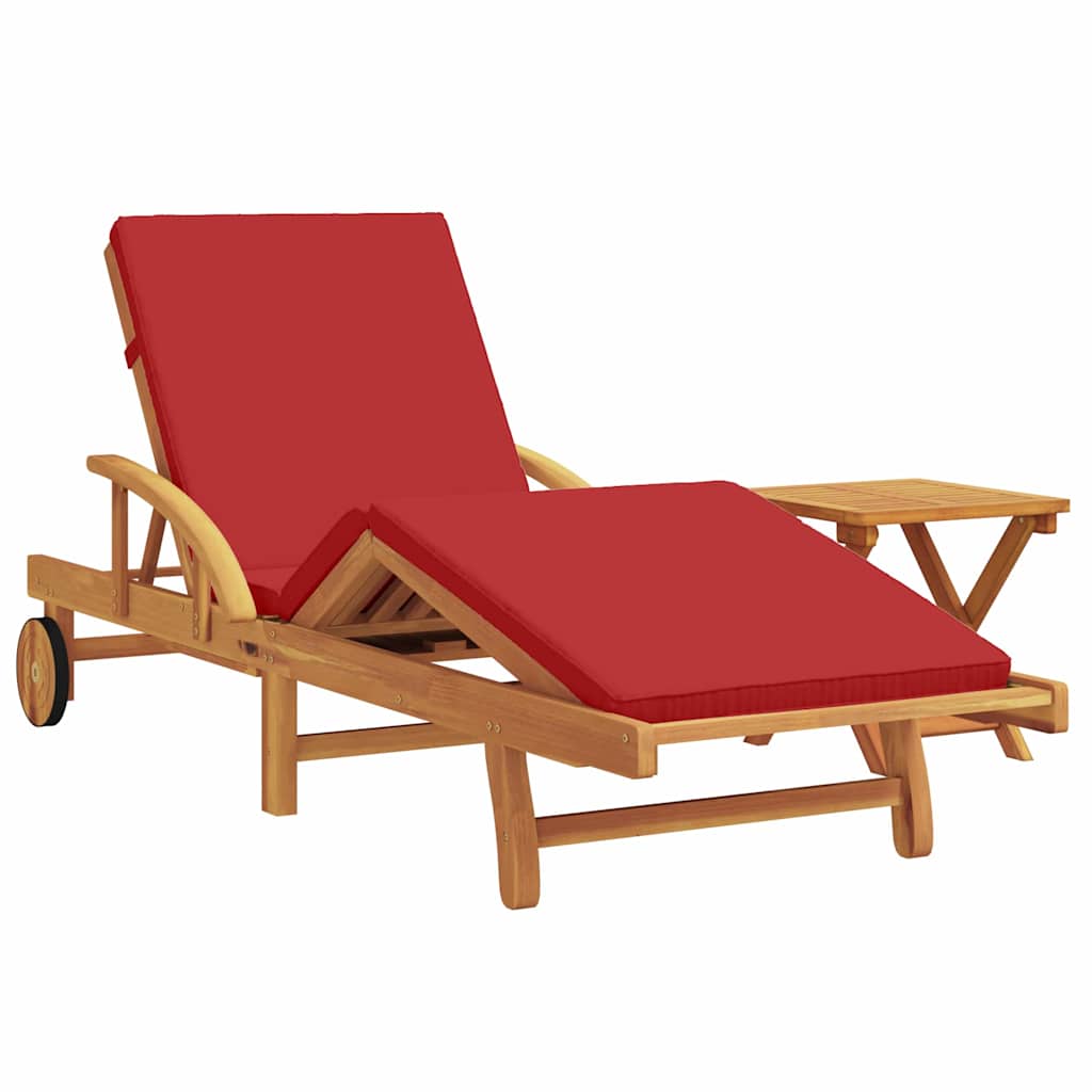 Sun Lounger 1-person 2 pcs Red 40 x 40 x 40cm Solid Acacia wood