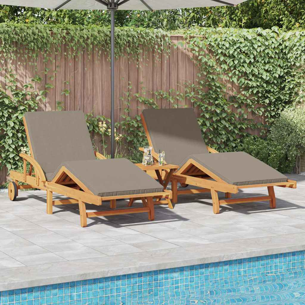 Sun Lounger 3 pcs Taupe 40 x 40 x 40cm Solid Acacia wood
