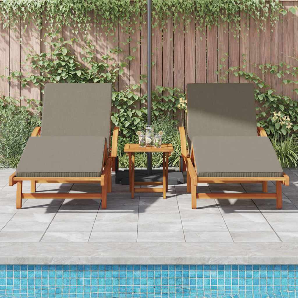 Sun Lounger 3 pcs Taupe 40 x 40 x 40cm Solid Acacia wood