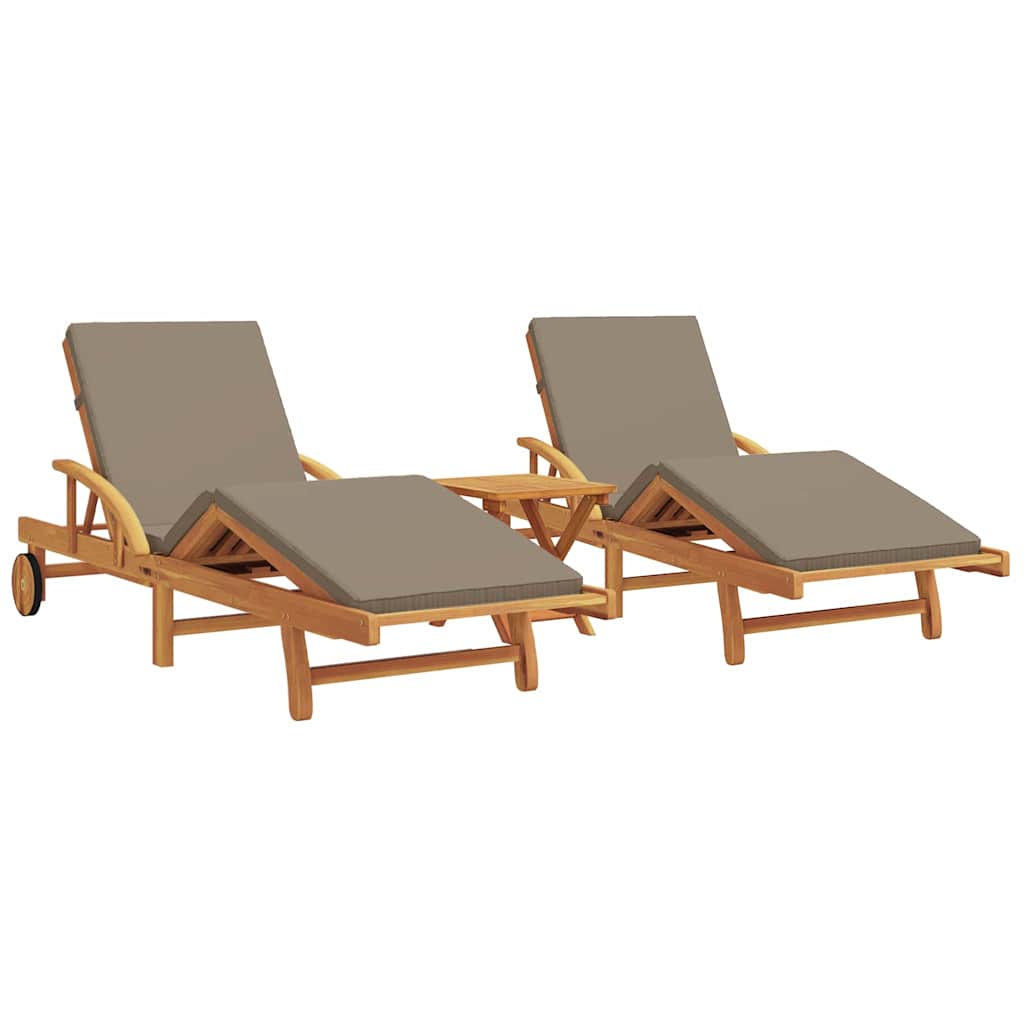 Sun Lounger 3 pcs Taupe 40 x 40 x 40cm Solid Acacia wood