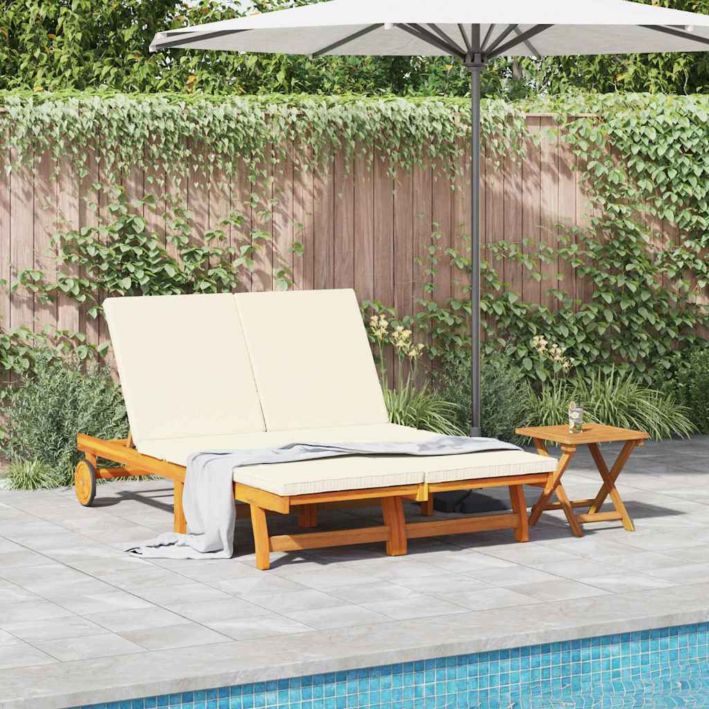 Sun Lounger Reclining Brown 125 x 200 x 84cm Solid Acacia wood