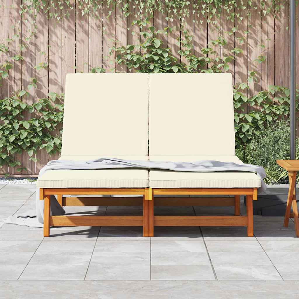 Sun Lounger Reclining Brown 125 x 200 x 84cm Solid Acacia wood