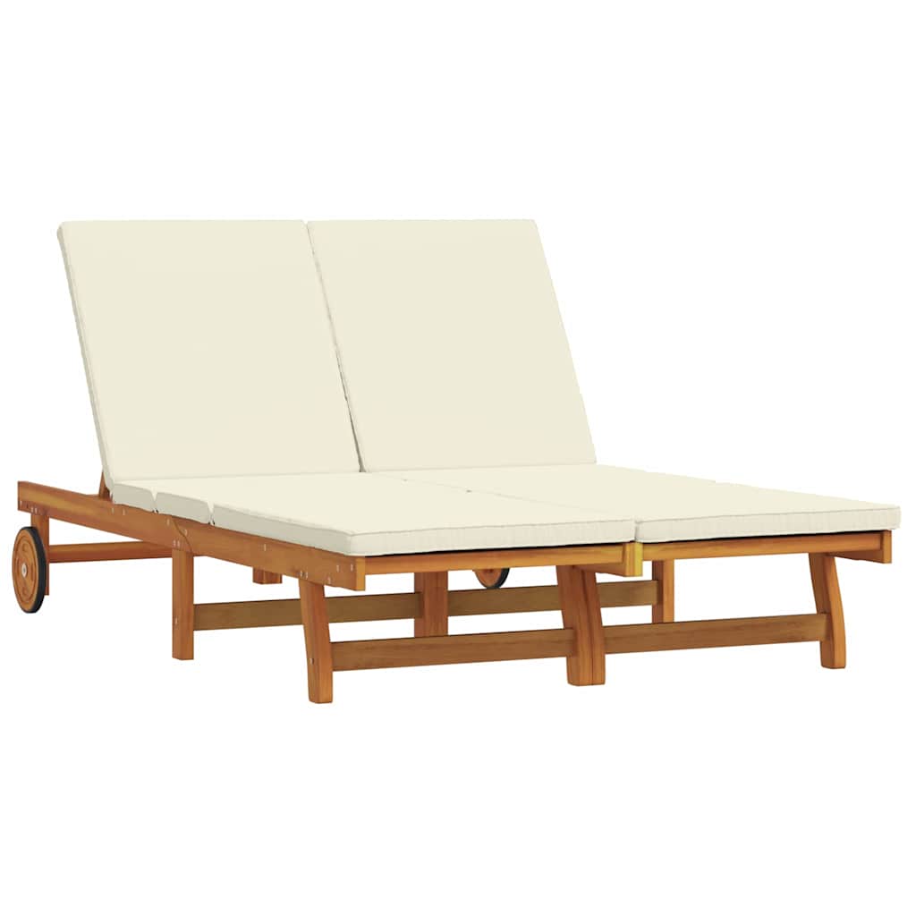 Sun Lounger Reclining Brown 125 x 200 x 84cm Solid Acacia wood