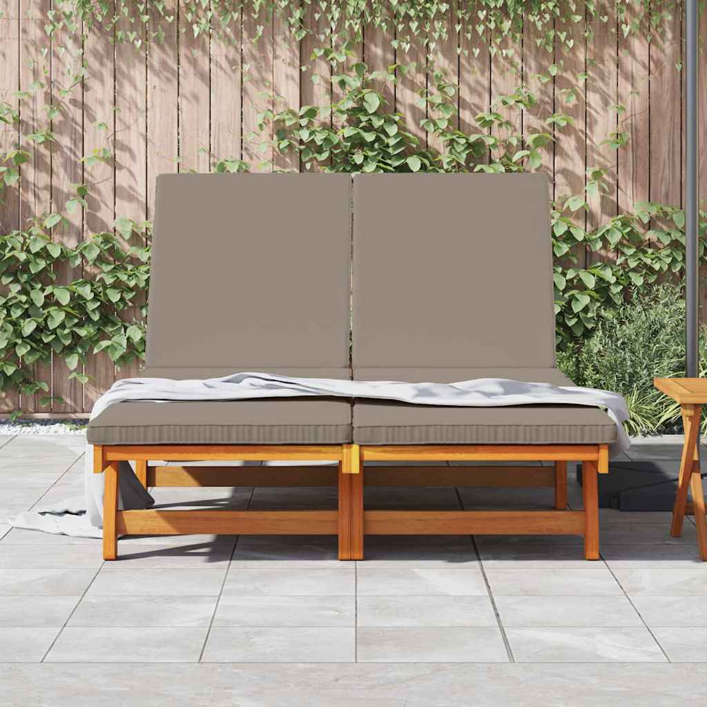 Sun Lounger Reclining Brown 125 x 200 x 84cm Solid Acacia wood