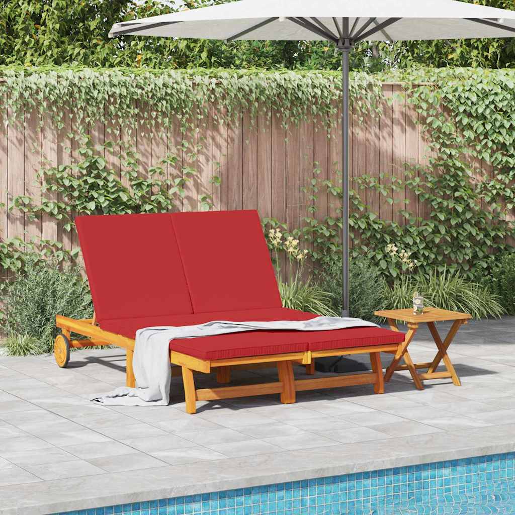 Sun Lounger Reclining Brown 125 x 200 x 84cm Solid Acacia wood