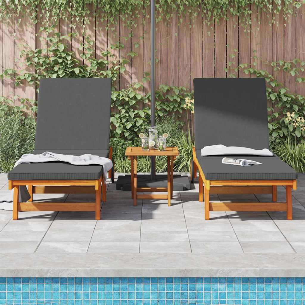 Sun Lounger 2 pcs Brown 63 x 199 x 85cm Solid Acacia wood