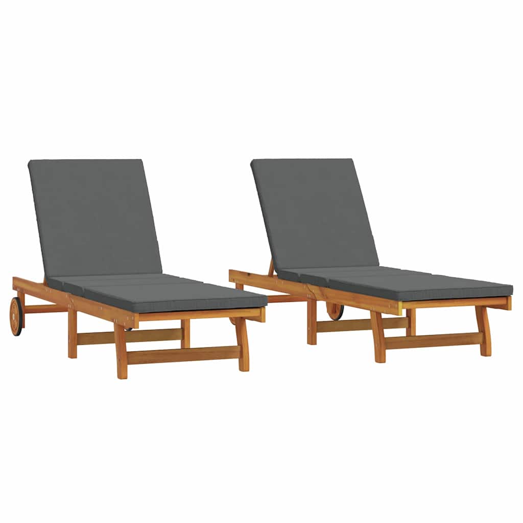 Sun Lounger 2 pcs Brown 63 x 199 x 85cm Solid Acacia wood