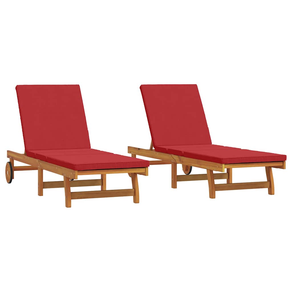 Sun Lounger 2 pcs Brown 63 x 199 x 85cm Solid Acacia wood