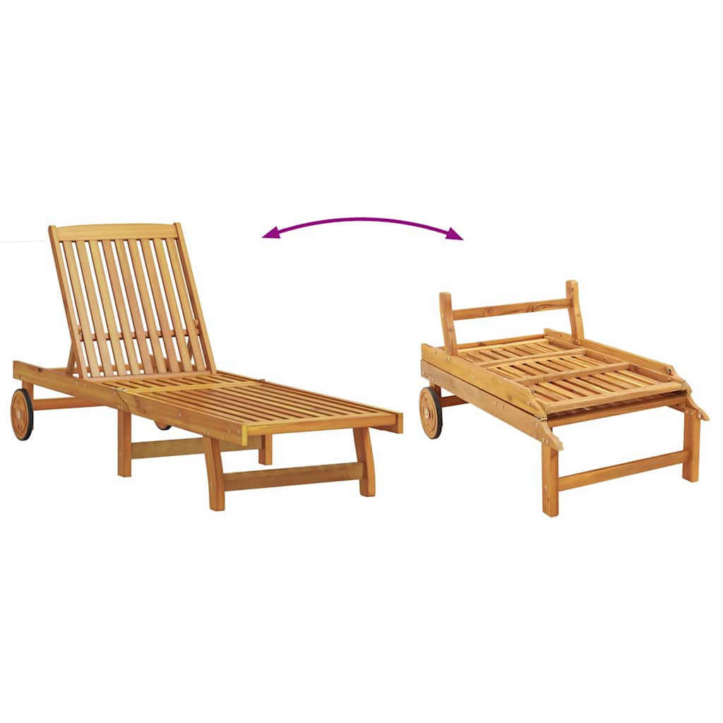 Sun Lounger 2 pcs Brown 63 x 199 x 85cm Solid Acacia wood