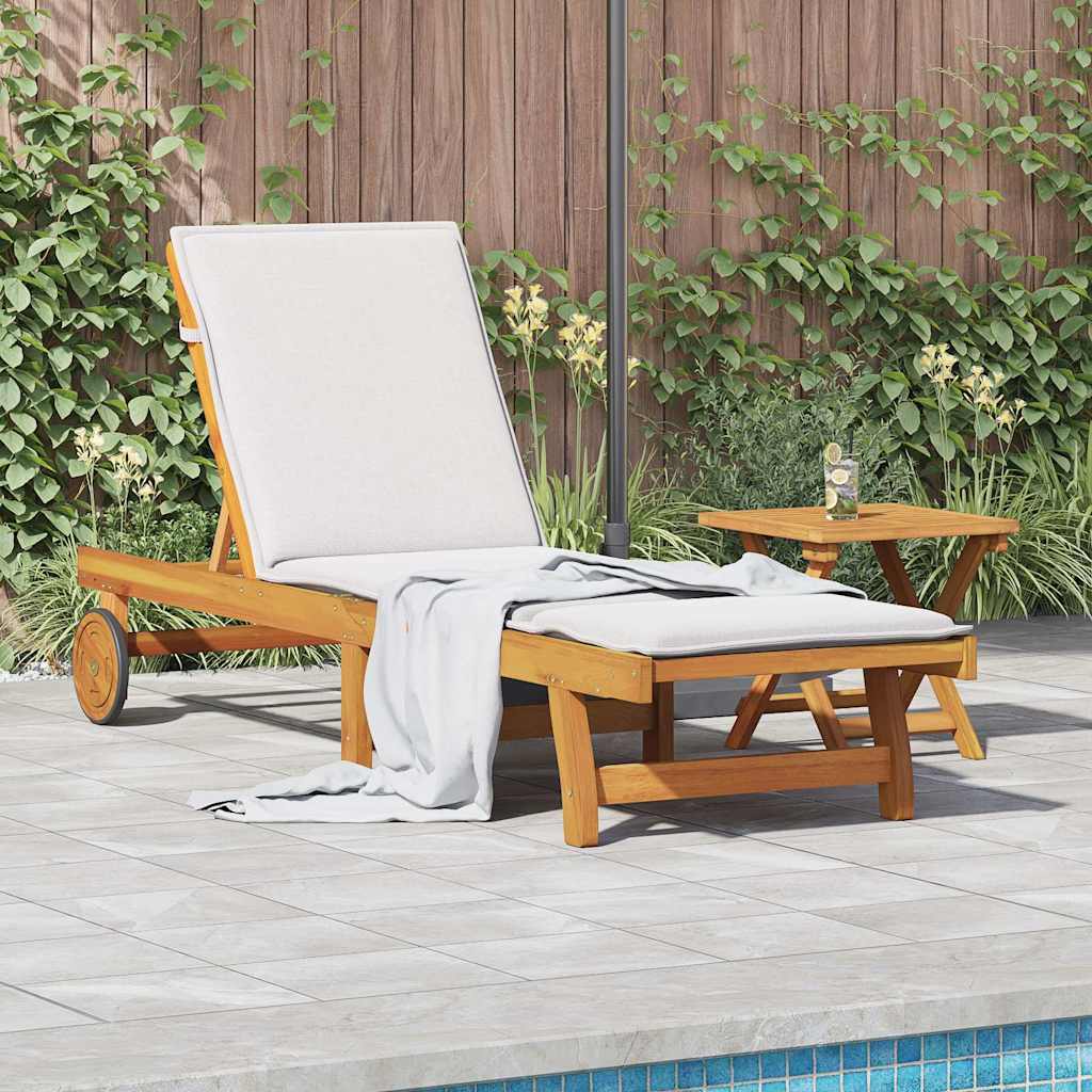 Sun Lounger with Table Solid Wood Acacia