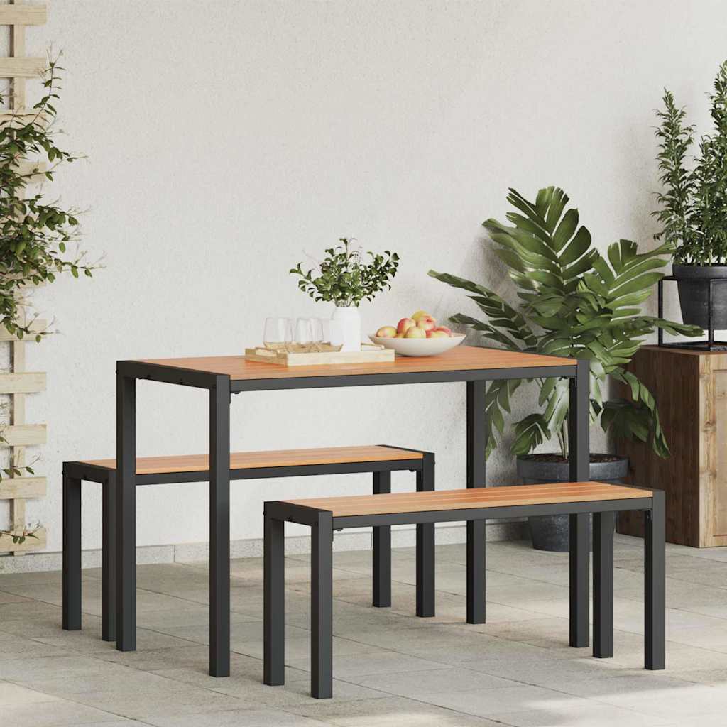 Garden Dining Set with Cushion 3 pcs Brown Steel