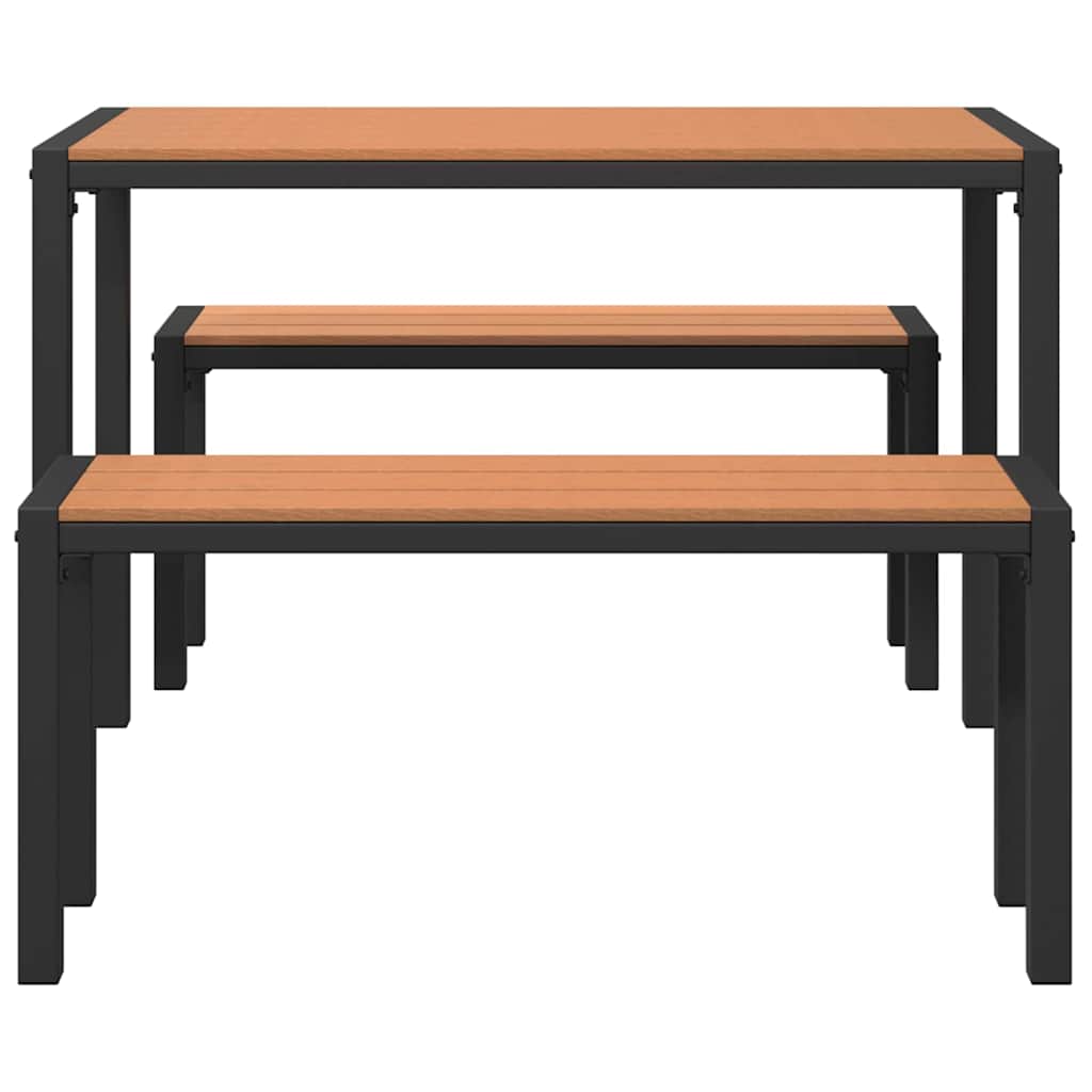 Garden Dining Set with Cushion 3 pcs Brown Steel