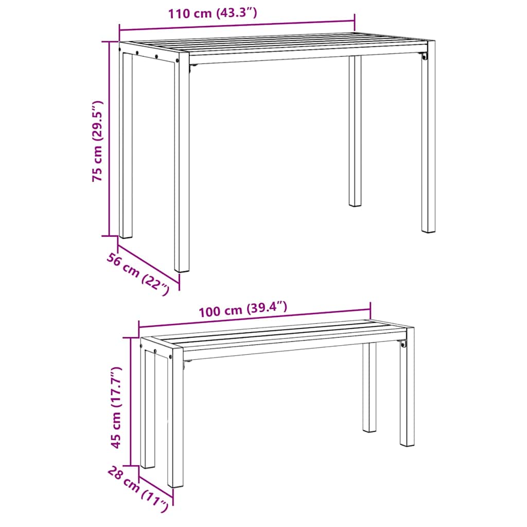 Garden Dining Set with Cushion 3 pcs Brown Steel