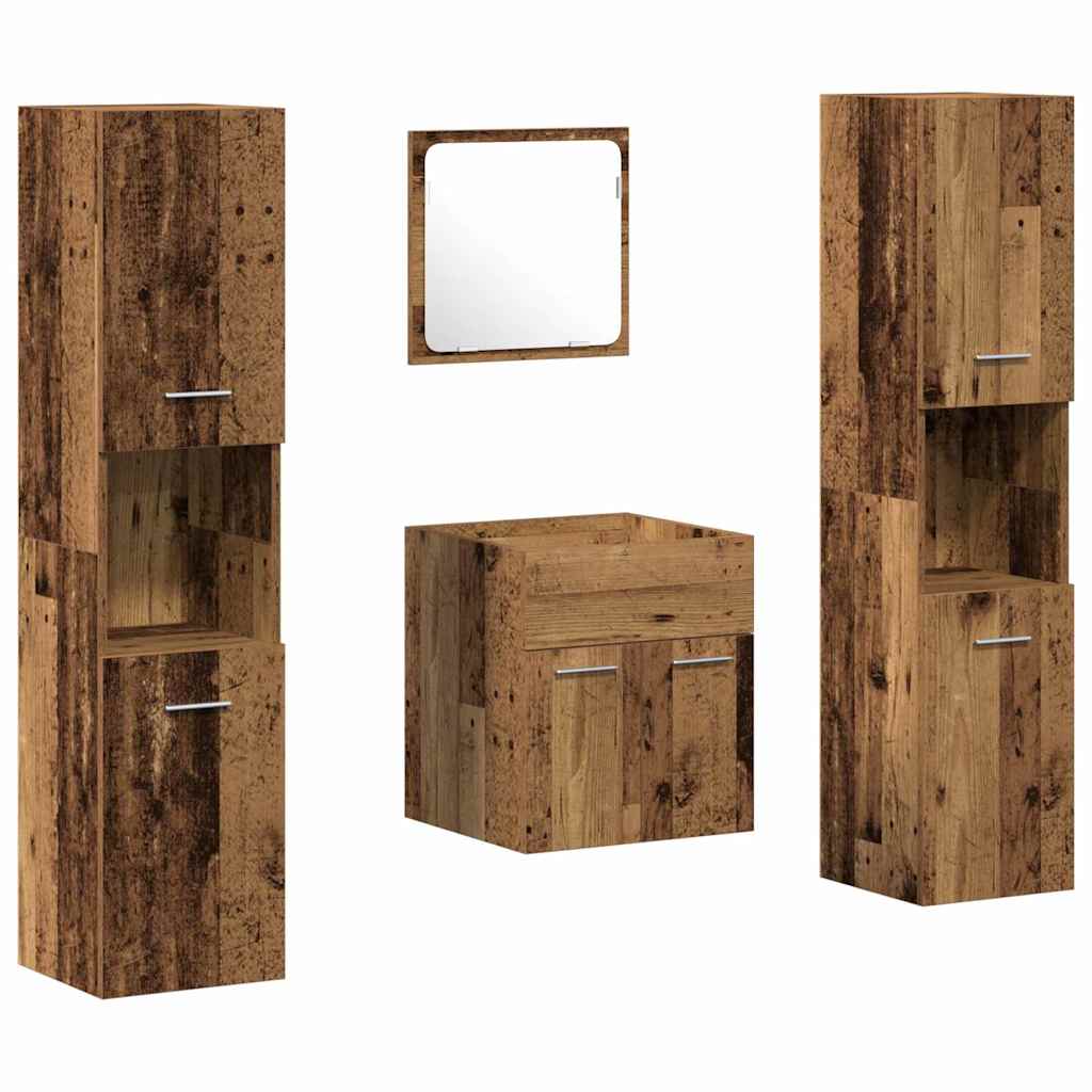 Bathroom Furniture Set 4 pcs Old Wood 41 x 38.5 x 46 cm