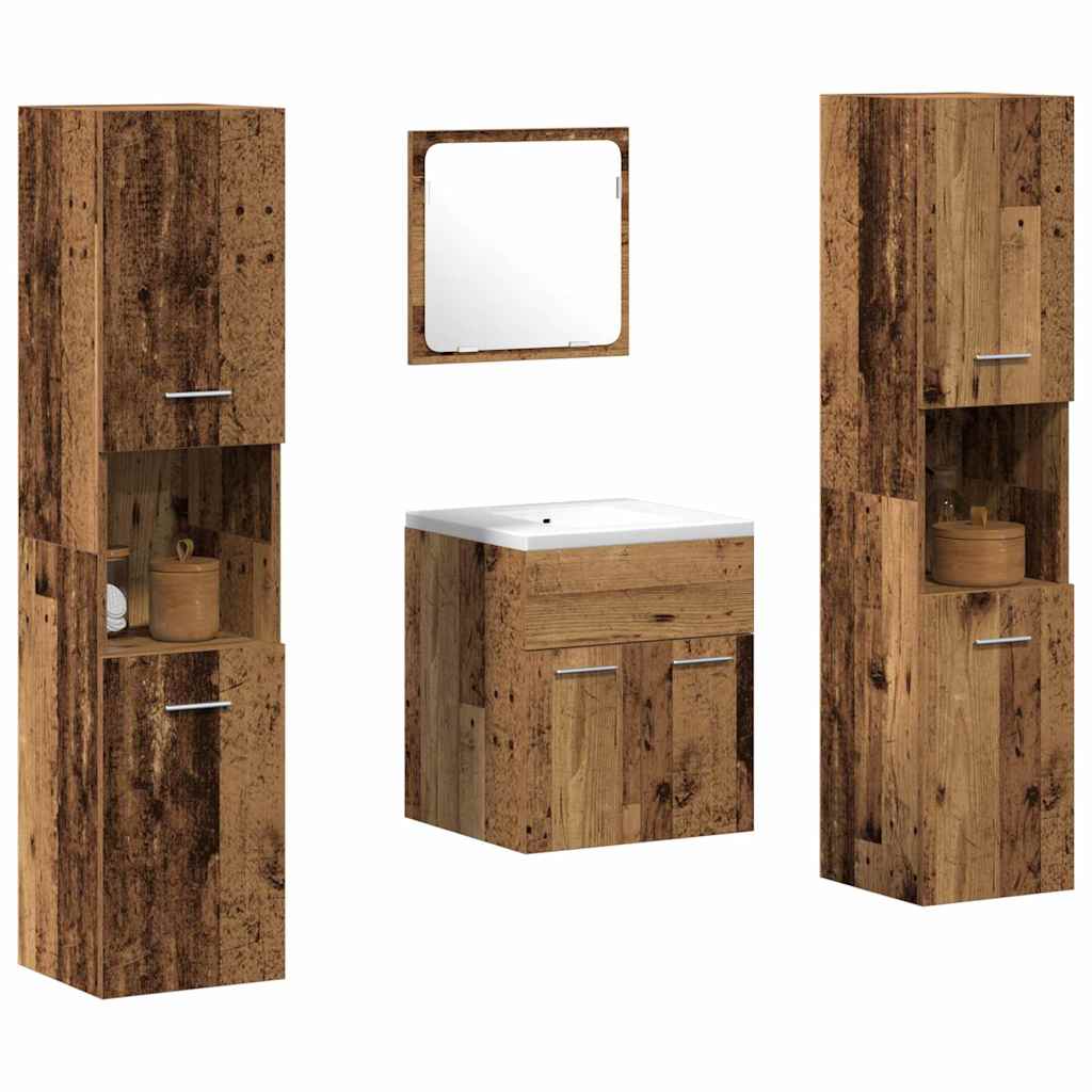 Bathroom Furniture Set 4 pcs Old Wood 41 x 38.5 x 46 cm