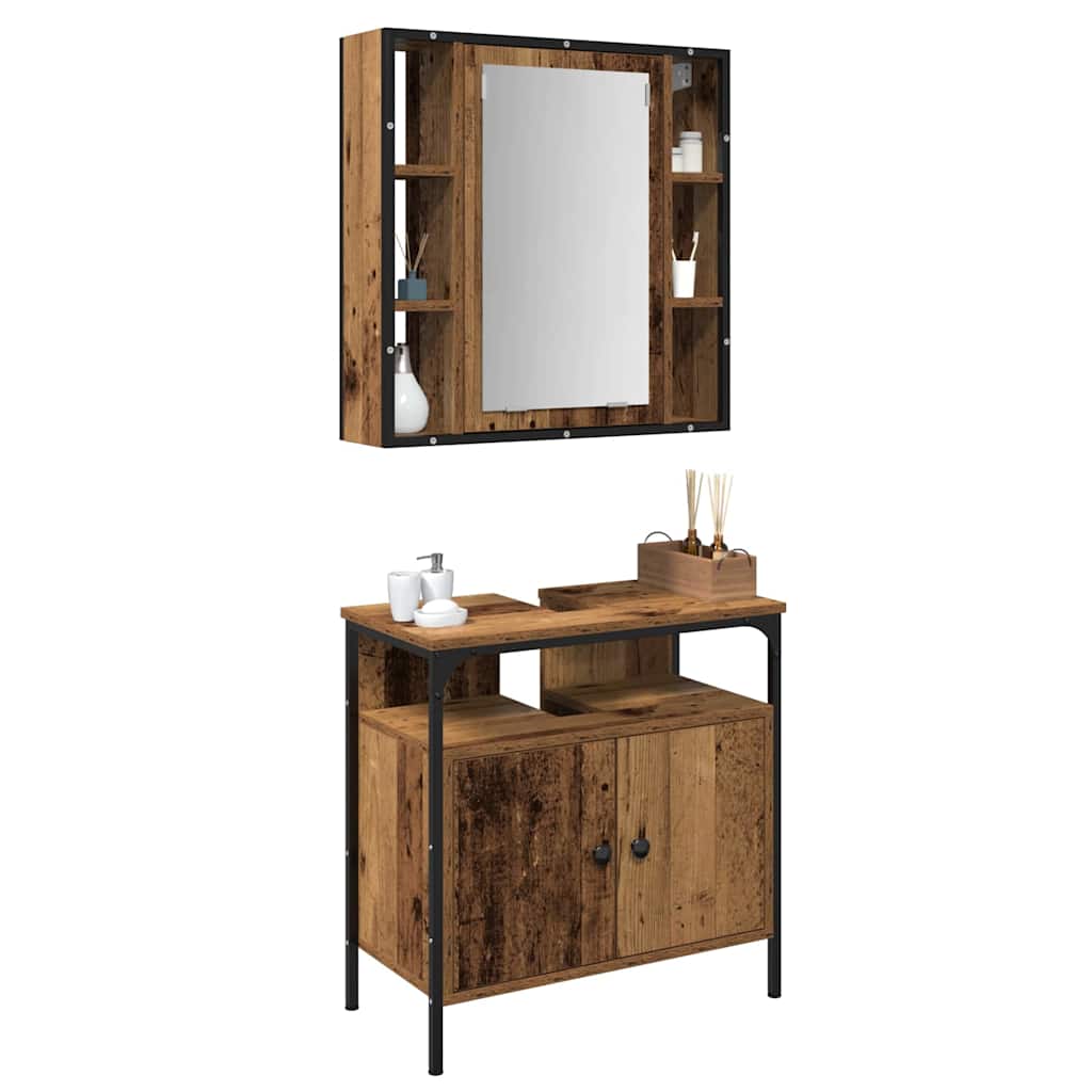 Bathroom Furniture Set with Shelf 2 pcs Brown 60 x 30 x 60 cm