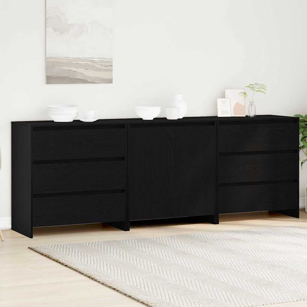 Sideboard 3 pcs Black 70 x 41 x 75 cm Engineered wood