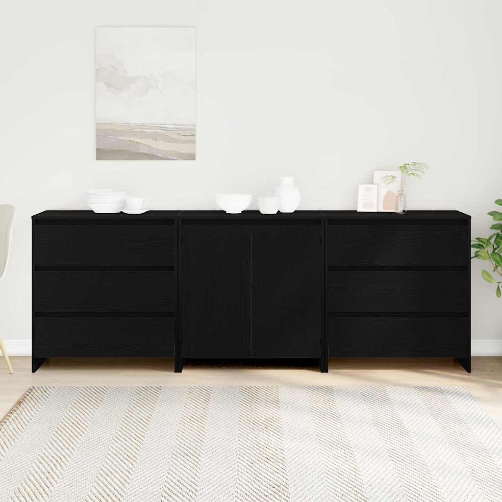 Sideboard 3 pcs Black 70 x 41 x 75 cm Engineered wood