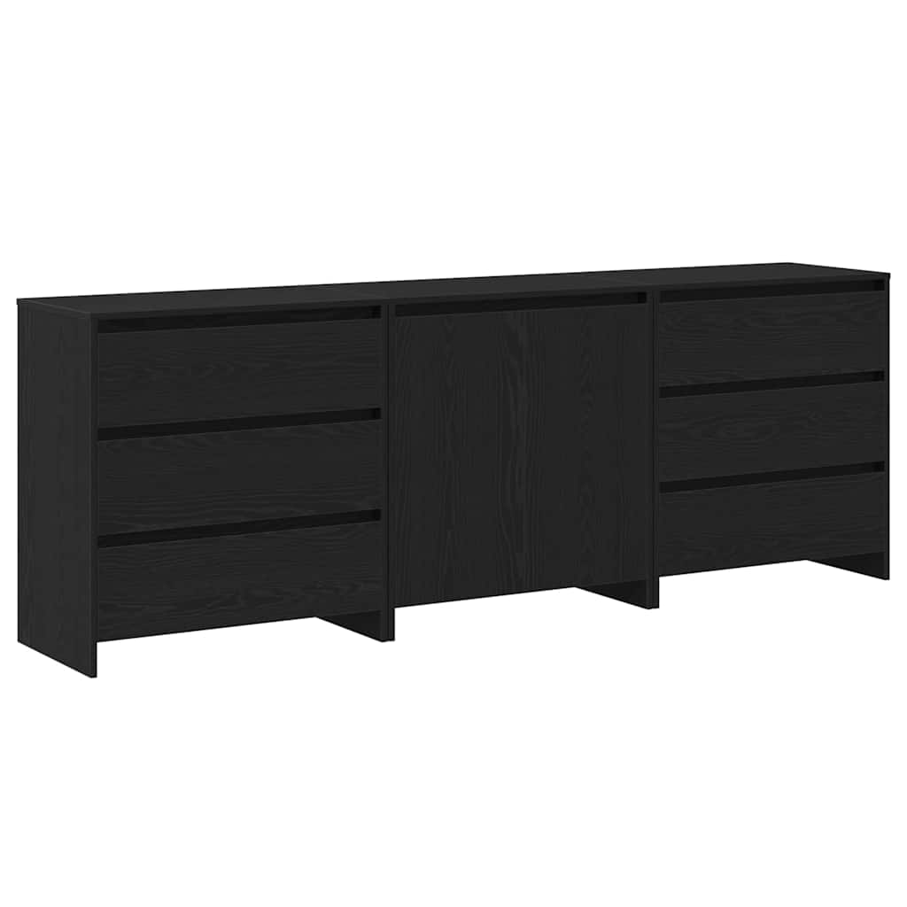 Sideboard 3 pcs Black 70 x 41 x 75 cm Engineered wood
