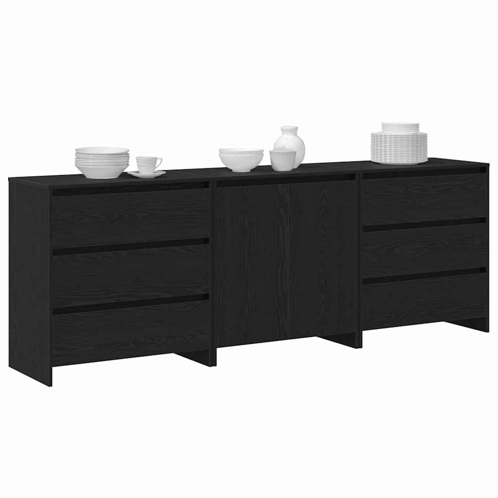 Sideboard 3 pcs Black 70 x 41 x 75 cm Engineered wood