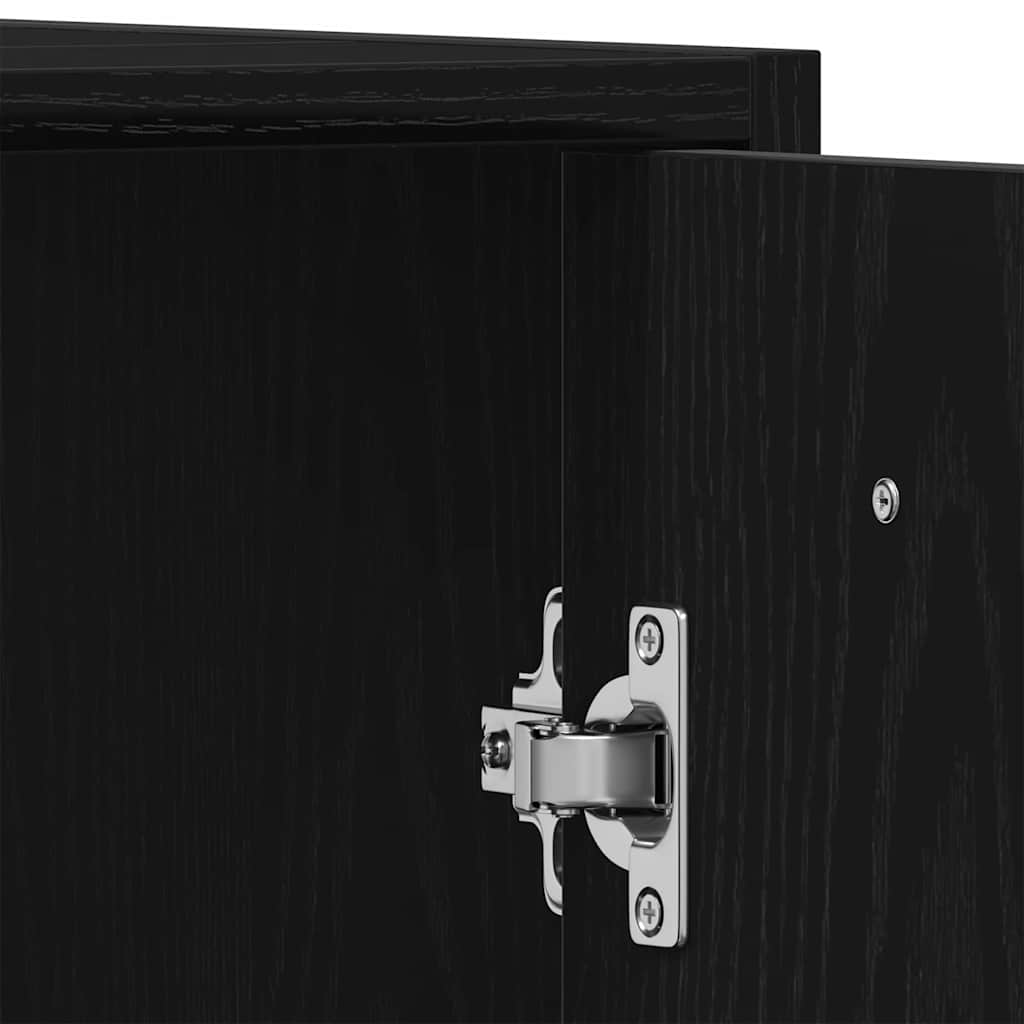 Bathroom Furniture with Door 3 pcs Black Oak 30 x 30 x 183.5 cm
