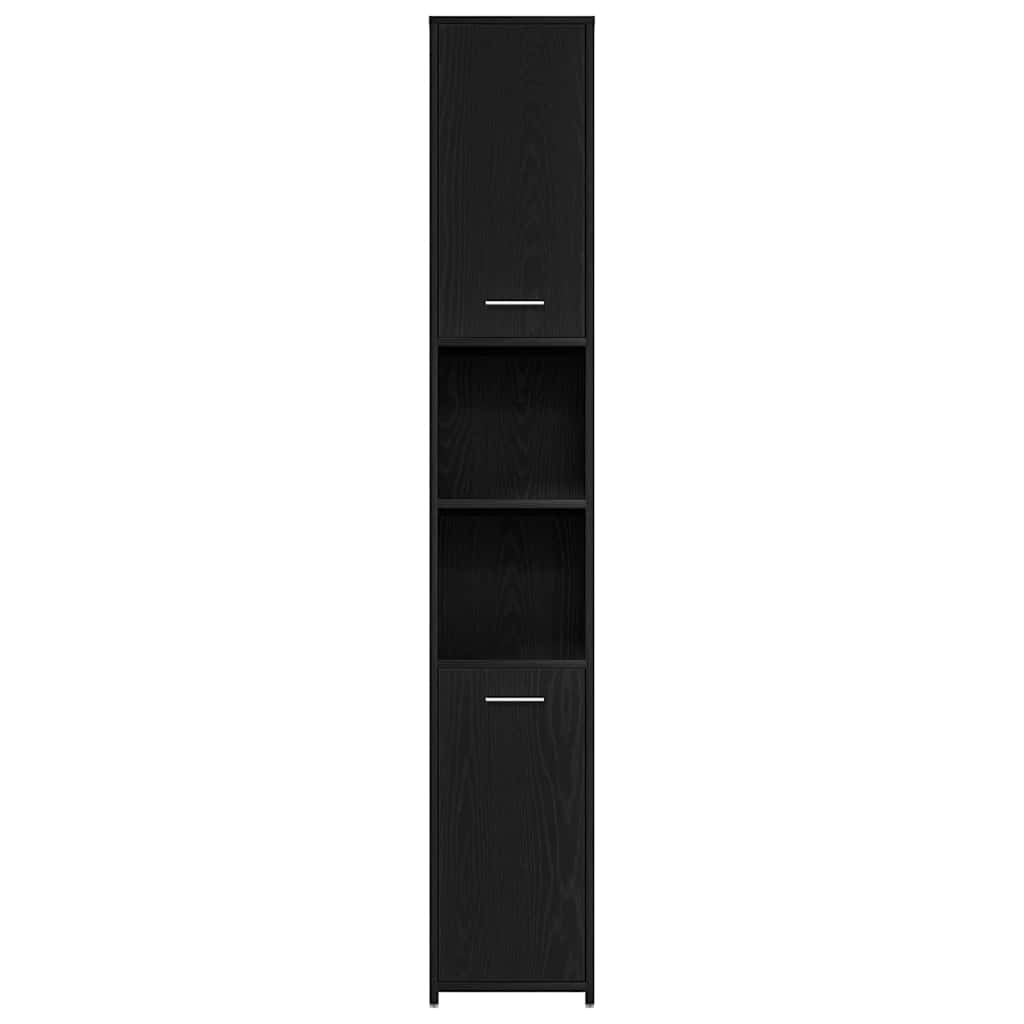 Bathroom Furniture with Door 3 pcs Black Oak 30 x 30 x 183.5 cm