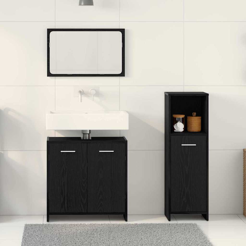Bathroom Furniture Set 3 pcs Black Oak 60 x 33 x 60 cm