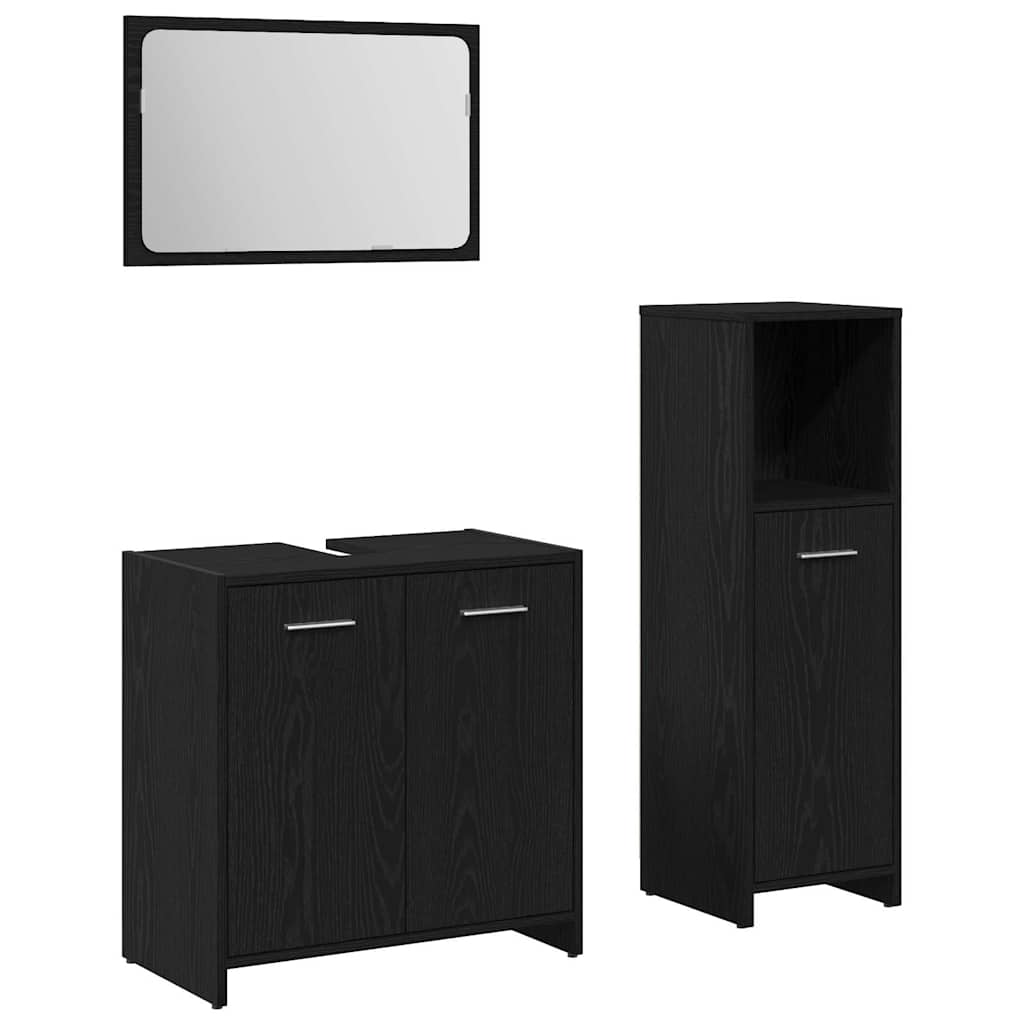 Bathroom Furniture Set 3 pcs Black Oak 60 x 33 x 60 cm